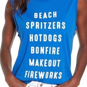 Wildfox Blue Sleeveless Muscle Tee